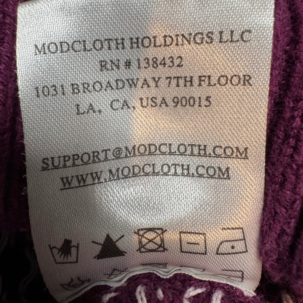 ModCloth Ghost Sweater Halloween Fair Isle Purple Cotton Knit Large Retro Spooky - Picture 11 of 12